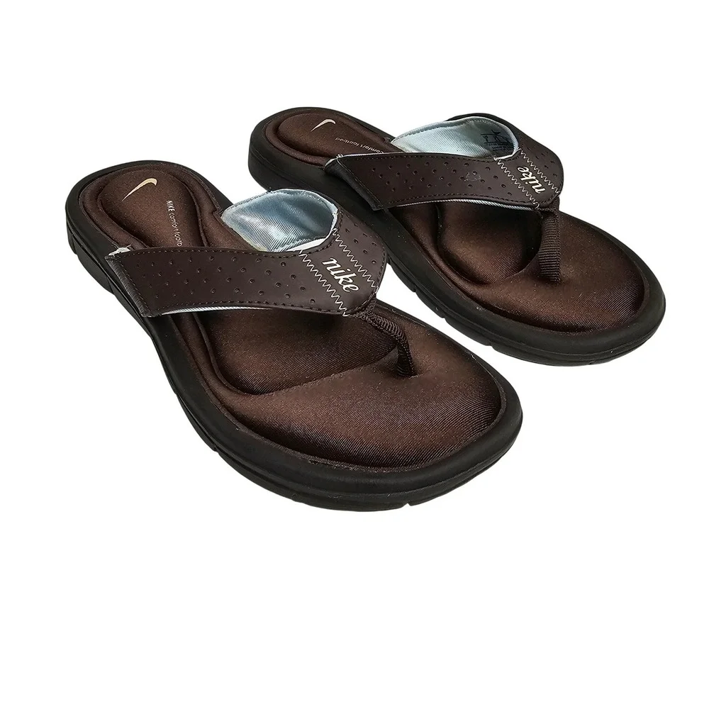 Nike Comfort Footbed Womens 8 Brown Flip Flop Thong Athletic Sandal 364925-241